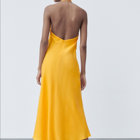 zara tangerine satin dress Zara satin effect tangerine orange slip dress